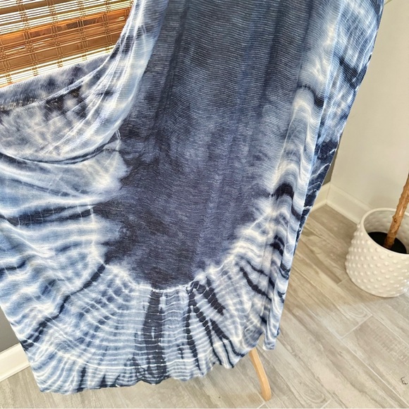 Free People Maxi Dress Blue White Tie Dye Long Maxi Dress Boho Beachy Size Small - Picture 3 of 7
